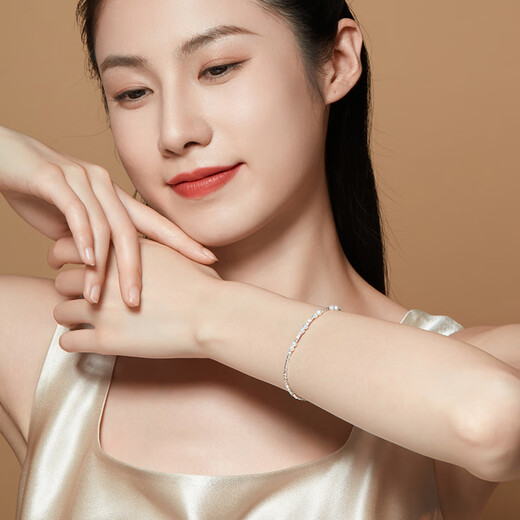 Laomiao S925 Silver Bracelet Broken Silver Freshwater Pearl Bracelet Women's Light Luxury Design S925 Silver Pearl Broken Silver Bracelet