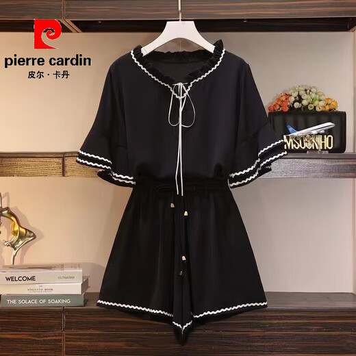 Pierre Cardin Koreanische Version Lotus Blatthülle Top High Taille Wide-Bein Shorts Zweiteiler Sommer Loose Hong Kong Aroma klein 2025 neuer Stil 682# Off White S