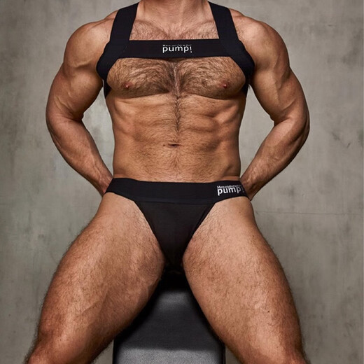 MEN UNDERWEAR PUMP!性感男士内衣肩带运动胸带派对夜店肌肉男胸肌显大显胸猛男生背带 黑色（不含内裤） 均码