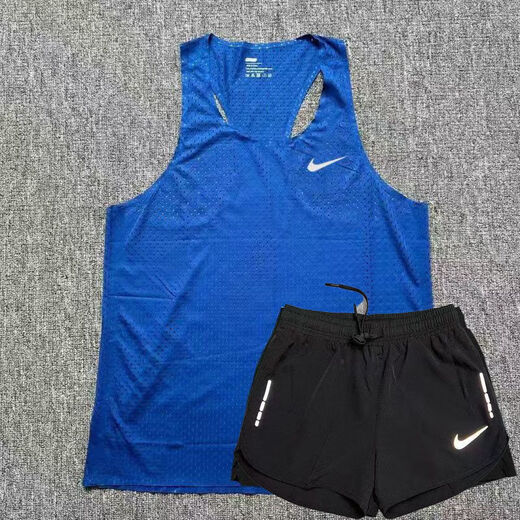 NBA KIDS-NIKE体育训练套装男女马拉松跑步无袖健身背心运动田径速干短裤 耐克大网眼白色背心+三分裤打钩 耐克L