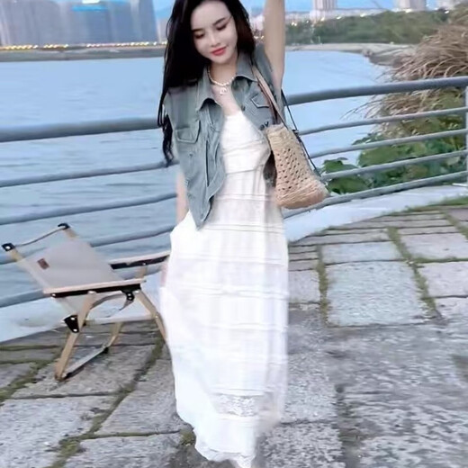 FHHUABD法式长裙海边度假白色吊带连衣裙子质感感2025女夏季新款套装 气质吊带连衣裙 694#【优质版】 S 【建议80-95斤】