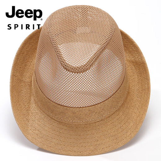 吉普（JEEP）中老年人帽子男夏天礼帽遮阳帽凉帽休闲户外网眼爸爸夏季透气 灰色 M(56-58cm)可调节