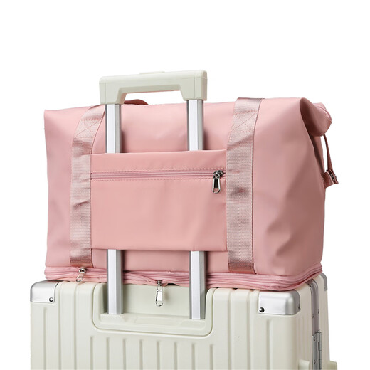 Manga colgante plegable de núcleo de balsa en la caja del tranvía con bolsa de bolso colgante adicional para la mano de la mano de la mujer Almacenamiento de viajes de gran capacidad gris