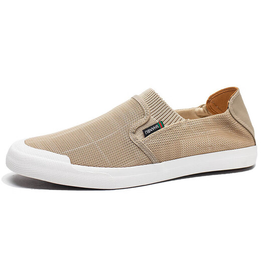 SNGUNY high-end light luxury brand casual shoes men 2025 summer new board shoes men breathable versatile canvas shoes men shoes men khaki 21612 40 (250mm)