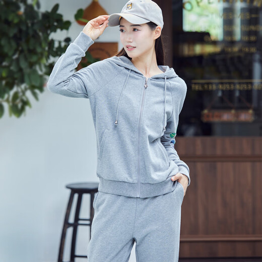 La pagayo authentic autumn new sweatshirt outdoor trendy brand sportswear casual knitted western style two-piece suit gray 2XL