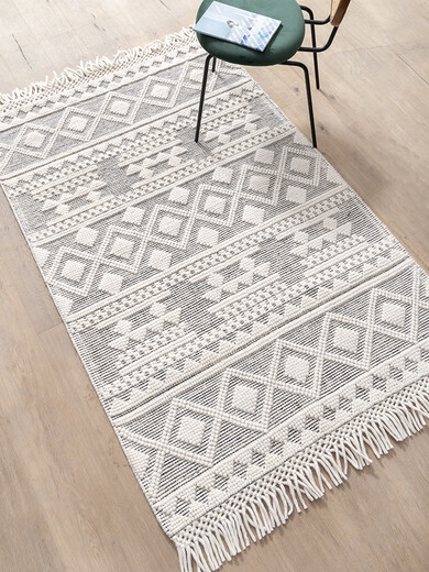 OUOETY India importó alfombra de lana hecha a mano, lujo ligero y manta de noche de dormitorio de alta gama, alfombra moderna y sencilla de estilo japonés sin pegamento MLD-08-120X180CM Ver opciones