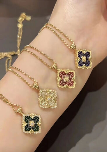 Puli 8k gold pendant clavicle chain white mother-of-pearl niche high-end light luxury black agate blue agate necklace white mother-of-pearl - large size with diamonds total weight 13.3g