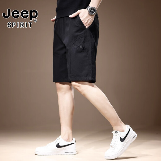Jeep Spirit Retro American Work Shorts Herren dünne lockere, geradlinig sitzende Trends Mehrfach-Pocket-vielseitige funktionale Sport-5-Punkte-Hosen 983-Khaki XL [Vorgeschlagen 125-140jin [Jin entspricht 0,5 kg]]