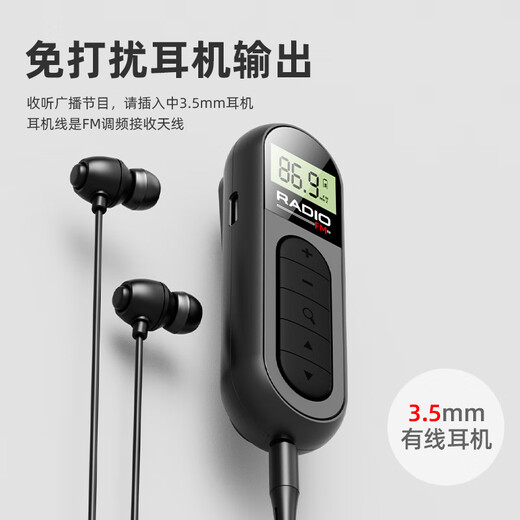 Dili Mini Radio 2025 New Model for the Elderly Small Portable Micro FM FM Mini Multifunctional Audio for the Elderly Charging Listening to Books and Opera Black (External Headphones Included)