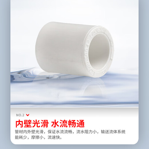 LESSO PPR water pipe fittings 4 minutes 20 hot melt straight-through tap water pipe joint connector white dn20 (10 pieces/piece)