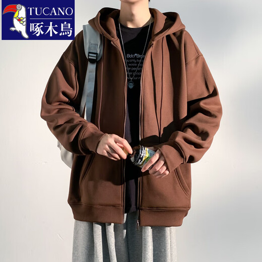 Woodpecker (TUCANO) spring and autumn hooded sweatshirt men's trendy American heavy jacket men's young couple casual loose tops men's clothing QCC-B502-FK693 Black XL
