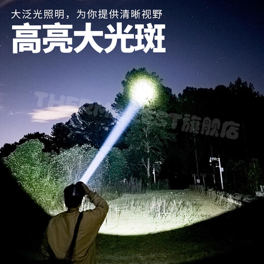 THERMAREST头戴式强光头灯户外登山充电超亮激光远射感应钓鱼照明锂电头顶灯 银-四核T9215 头径85mm 续航12h