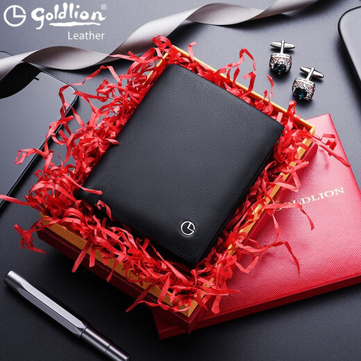 Jinlilai Jinlilai Wallet Herren echtes Leder vertikaler Geldbeutel Kurzer Business Head Leder 2025 neu