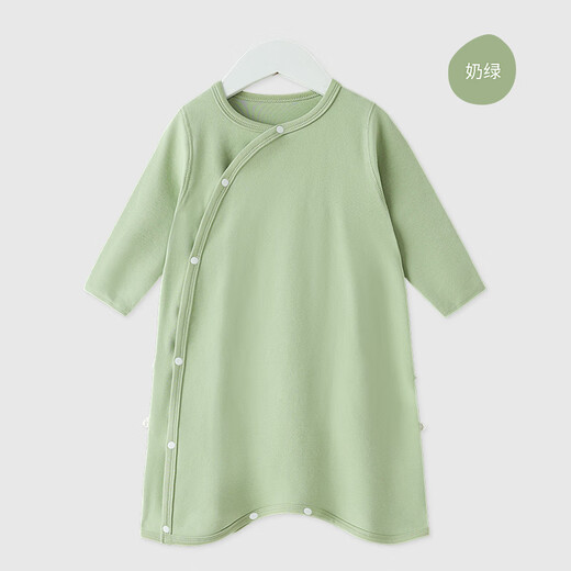Qile Dou baby sleeping bag, universal for all seasons, autumn and winter newborn baby nightgown, toddler pure cotton autumn nightgown, milk green 73