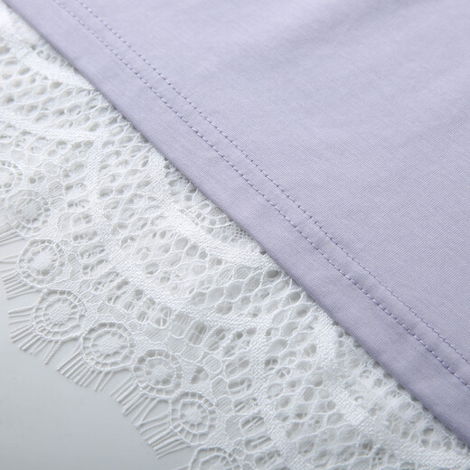 Show de fibra [Camiseta versátil de empalme de encaje sensual de diseño] Gran tamaño de grasa de mujer MM2025 Summer Nuevo estilo 1591 Purple 3xl
