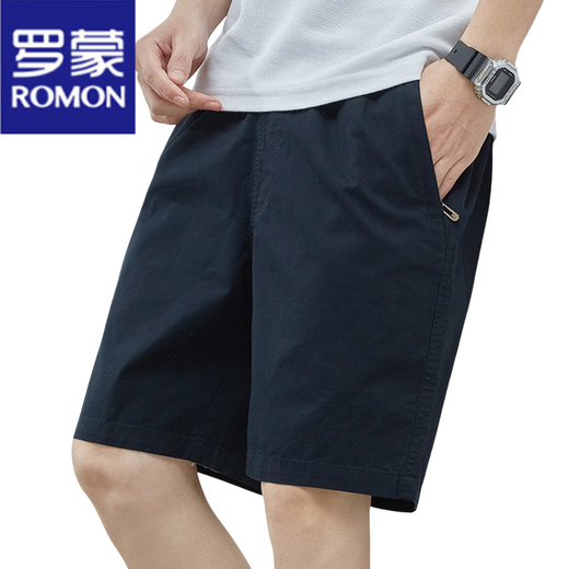 罗蒙（ROMON）纯棉短裤男夏季新款薄款中裤大码宽松休闲百搭宽松透气五分裤男 短裤9224卡其 2XL 建议150-165斤 100%纯棉