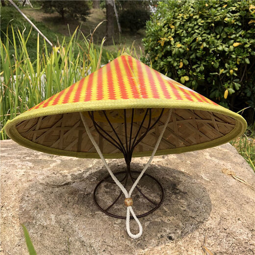 Bamboo hat men's big brim sun hat rainproof hat raincloth pattern large brim rain hat size 42CM 42cm or so