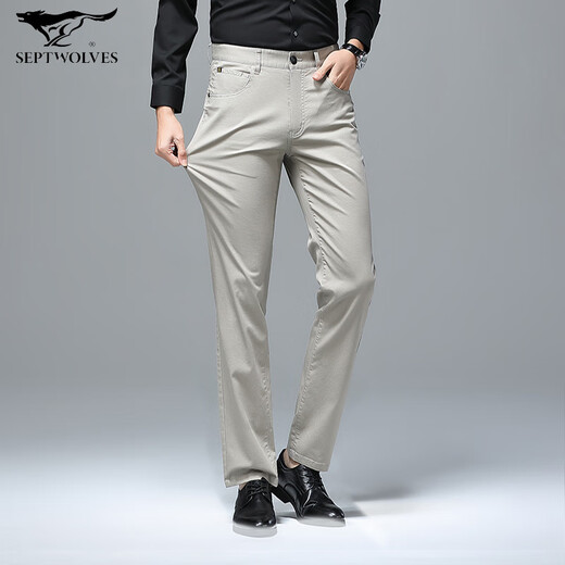 Seven Wolf (SW1960) loose straight trousers men's spring and autumn style men's professional formal casual pants 2025 new summer thin style 9893-Black 29