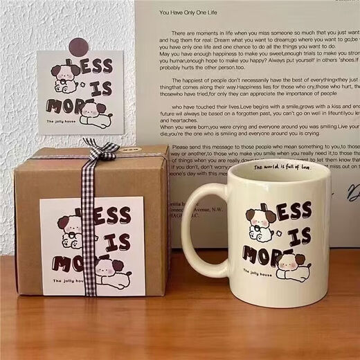 Original ins milk tea puppy cup cute ceramic cup ins style gift box girl couple mug water cup coffee puppy mug single cup 1 piece 350ml