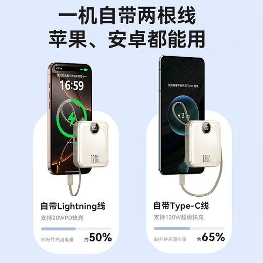 IMF National 3C Certification Number One in Sales丨Can be boarded on airplanes and high-speed trains Super fast charger comes with cable power bank Small and portable power bank Android Apple iPhone17 New 3C Certification 5.0 Super Flash Charge+Top Edition+Flow Heart Yellow Recommended New 3C Certification/Same day and next day delivery 5.0 Top Edition丨Can be boarded on airplanes