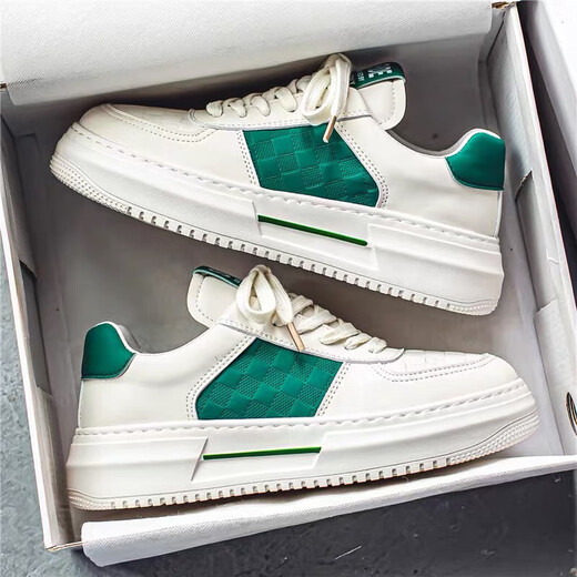 Rongxitu (RONGXITU) men's shoes for spring little white Korean style trendy thick-soled sports and casual shoes 9906 white and green 41
