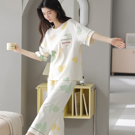 浪莎七分女士睡衣女纯棉夏季薄款短款高级感新款大码宽松可外穿居家服