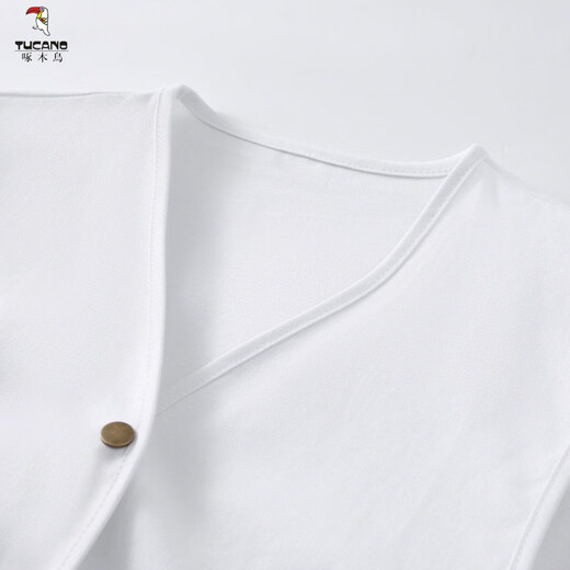 Woodpecker (TUCANO) 2025 new Korean style loose vest top embroidered white denim vest short jacket men's spring and summer wear white L recommended 110-130Jin Jin equals 0.5 kg