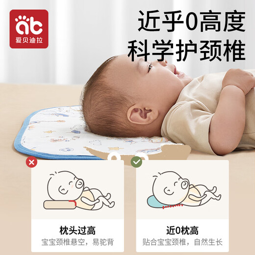 Aibedila Newborn Pillow Pillow Cover Baby Cloud Pillow Bamboo Cotton Antibacterial Washable Flat Pillow Burp Cover 2 Pack