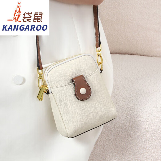 Kangourou 2025 petit sac pour femme nouveau style sac pour femme en cuir véritable souple sac pour téléphone portable sac seau polyvalent sac à bandoulière tendance mini sac pour femme blanc cassé