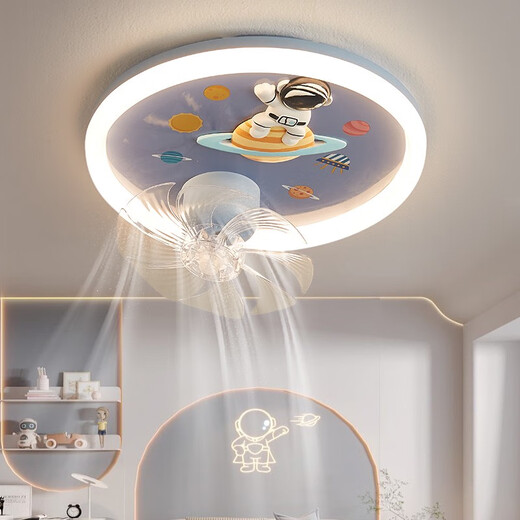 2025 Neues Zimmerlüfter Deckenleuchte für Jungen und Mädchen Schlafzimmer Kaninchen Astronaut Astronaut Vollspektrum 360 Schütteln Sie Kopf 9195 Astronaut -Fan licht offline intelligent