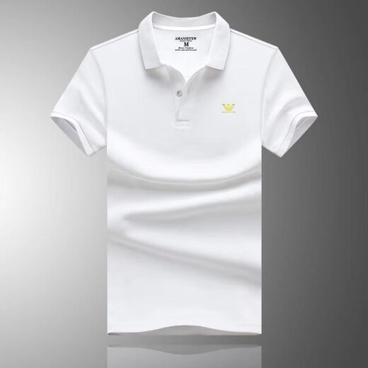 Camisa de manga corta para hombres de Armani Summer Camiseta de solapa informal de la solapa de hierro sin hierro para hombres AM701 Lapa negra 4xl Peso de referencia 185-210Jin [Jin equivale a 0.5 kg]