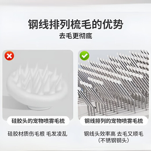 Qiaran Japanese spray cat comb cat hair comb steam cat floating hair comb steel needle comb brush to remove floating hair artifact pet high spray cat comb + no-rinse liquid