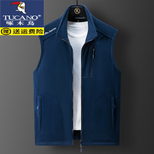 啄木鸟（TUCANO）情侣摇粒绒马甲男女秋冬季无袖坎肩抓绒背心户外保暖开衫立领外套 9277男-深灰 2XL