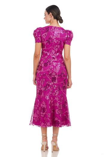 JS Collections Women's Ayla Pleated Sleeve Cocktail, Fuchsia Fuchsia 6