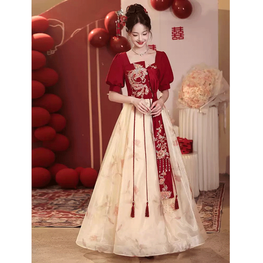 Seidler high-end tulle skirt wedding toast suit 2025 new style bride return home engagement host performance evening dress dress picture color S
