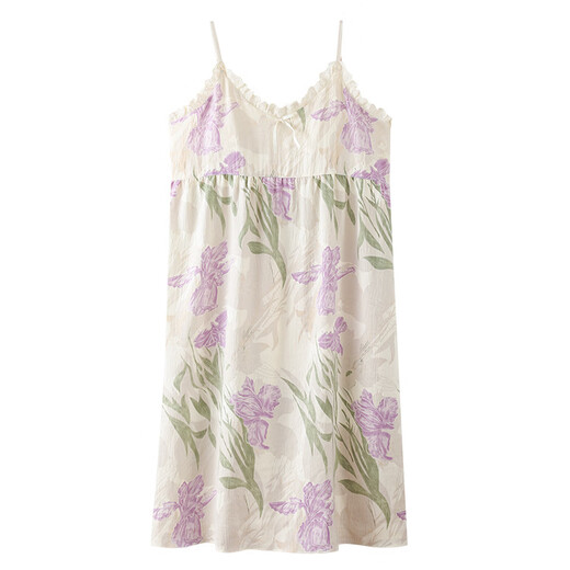 
Huilie 2025 new sweet pure sexy nightgown for women summer suspender skirt pajamas with chest pad integrated base Z6626 L100-120Jin [Jin equals 0.5 kg] All size