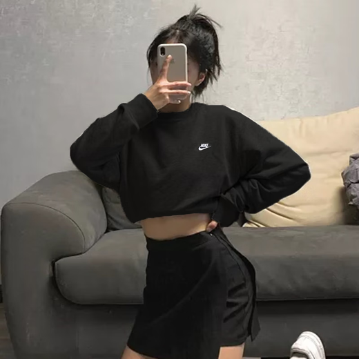 耐克（NIKE）卫衣男士外套夏季新款连帽防风运动服健身训练时尚休闲套头衫 FN3889-010/黑色 L