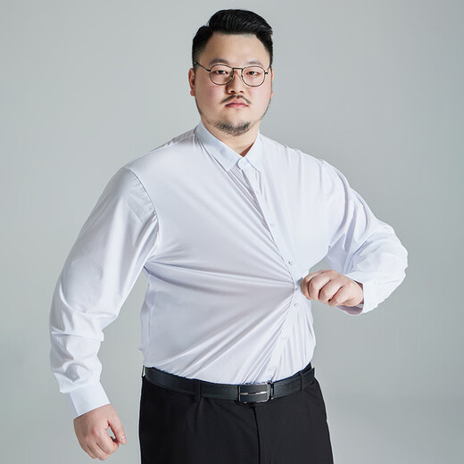 
Ayou Fat Plus Large Size Pullover Shirt Anti-Wrinkle-Free Stainless Long Sleeve Large Shirt Business Commuter Base Shirt Men