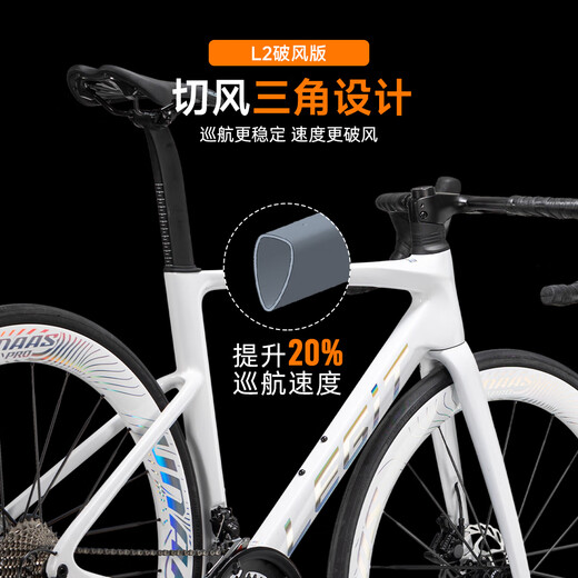 银贝斯陆极客L2破风款【全碳电变】碳纤维公路车气动架自行车2025新款 【L2破风款】时光旅行 24速 M码(建议身高170-180cm) 7170电变+铝轮+分体把
