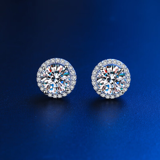Genuine platinum pt950 earrings D color moissanite earrings snowflake diamond bull head ear bone nails women's earrings gift 50 points moissanite round earrings light luxury style