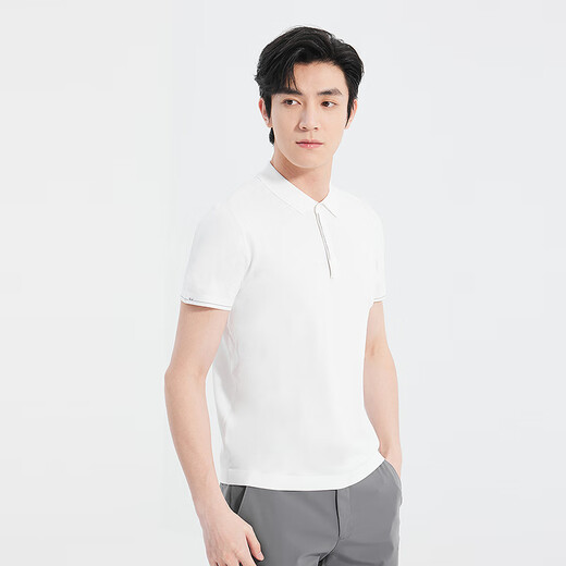 Lilang [mismo estilo en el centro comercial] Polo de punto de punto para hombres, verano, nuevo estilo de manga corta, una camisa de polo para hombres de negocios transpirable y cómoda negra (25xtx5012s) M 165/80a