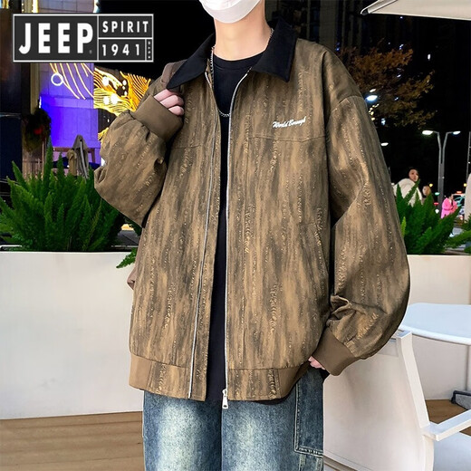 
JEEP SPIRIT Jeep Jacket Men's Spring and Autumn 2025 New Jacket Trendy Brand Thin Tops Teenager Pleasant Casual Workwear K15832 White Gray 2XL