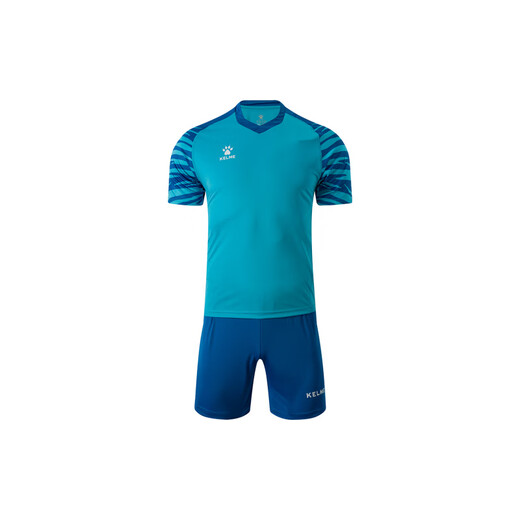 卡尔美（KELME） 条纹Logo印花V领短袖T恤舒适短裤运动训练透气足球套装 男女同款 白色 S