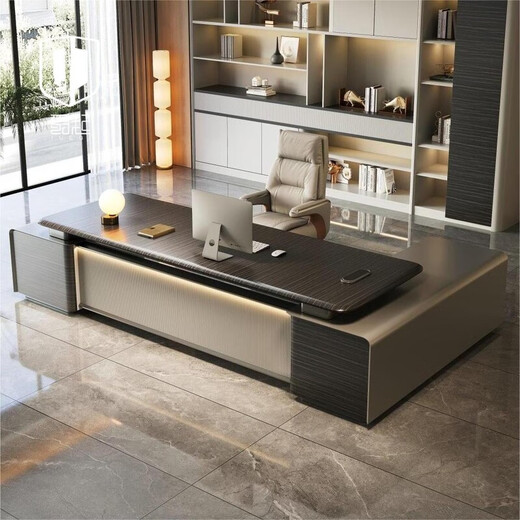 Jueqi E0 level light luxury and high-end boss desk desk president office executive desk and chair combination ebony丨E0 level environmental protection 2.4 meters boss table