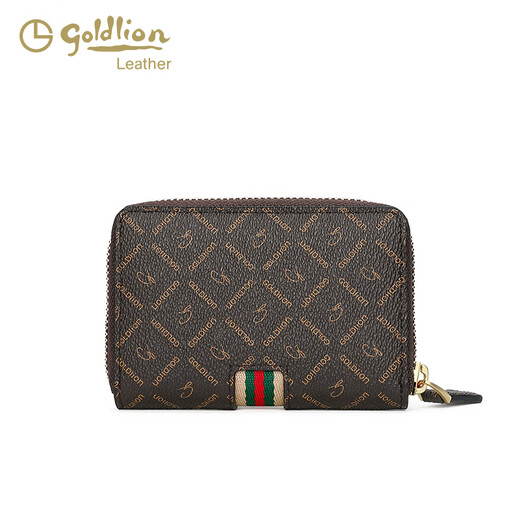 GY goldlion金利来卡包钱包一体包女小巧多功能多卡位零钱包简约驾驶证包 啡色