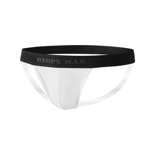 Lingrui Men's Underwear Sexy Pure Desire Hot Transparent Mesh Thong Buttocks Men's U-Protruding Ice Silk Seamless Double D-Top White + Black XL