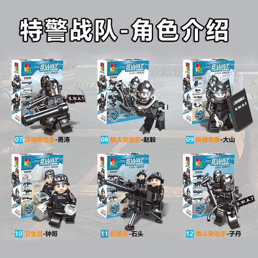 lE高 特警车人仔特种兵全副武装军人装甲车基地拼装模型礼物 重型武装运载车【1585颗粒】