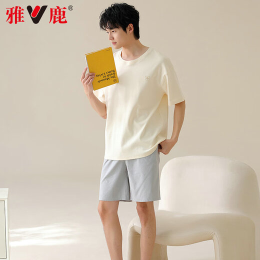 El algodón de algodón puro de pijamas para hombres de Yalu, el algodón delgado de manga corta, se puede usar ropa casera casual de ropa para niños de gran tamaño 42M13601 XL Peso recomendado 120-140Jin [Jin equivale a 0.5 kg]