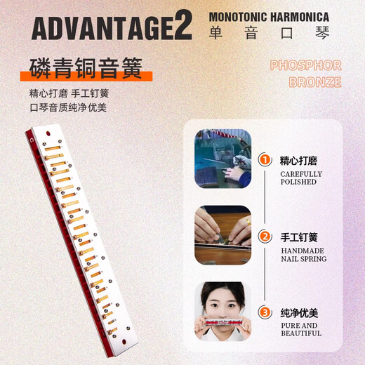 东方鼎24孔单孔单音口琴C调初学单排新手学生专业演奏级入门推荐成人T24 C调【初学者推荐】