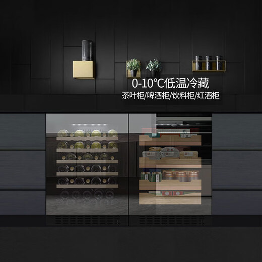 DBERLAN 40-piece under-counter built-in red wine cabinet, constant temperature wine cabinet, beverage cabinet, tea refrigerator, built-in wall for home use, high-end vacuum door - no condensation, dual temperature, 46 bottles